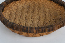 Load image into Gallery viewer, Handwoven Shallow Basket with Dark Wrapped Rim
