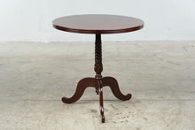 Load image into Gallery viewer, Traditional Round Mahogany Finish Accent Table with Carved Pedestal Base