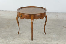Load image into Gallery viewer, Burl Wood Round Side Table with Drawer and Cabriole Legs