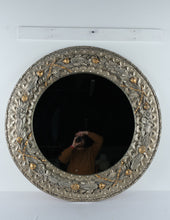 Load image into Gallery viewer, Round Silver Wall Mirror Ornate Floral Frame 45 Inch Classicique Collection