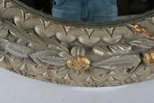 Load image into Gallery viewer, Round Silver Wall Mirror Ornate Floral Frame 45 Inch Classicique Collection