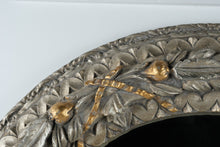 Load image into Gallery viewer, Round Silver Wall Mirror Ornate Floral Frame 45 Inch Classicique Collection