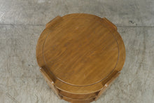Load image into Gallery viewer, Vintage Mid Century Round Oak 3-Tiered Side Table