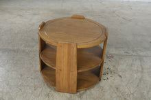 Load image into Gallery viewer, Vintage Mid Century Round Oak 3-Tiered Side Table