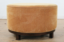 Load image into Gallery viewer, Round Upholstered Ottoman with Neutral Fabric and Wood Base 31 Inch