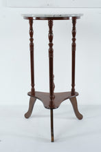 Load image into Gallery viewer, Marble Top Plant Stand Side Table Turned Wood Pedestal 27 Inch