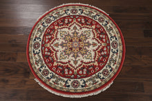 Load image into Gallery viewer, Antique Round Rug 35 Inch Red Ivory Medallion Floral Wool
