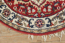 Load image into Gallery viewer, Antique Round Rug 35 Inch Red Ivory Medallion Floral Wool