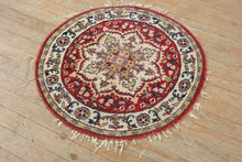 Load image into Gallery viewer, Antique Round Rug 35 Inch Red Ivory Medallion Floral Wool