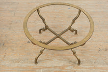 Load image into Gallery viewer, 36 Inch Round Glass Top Coffee Table with Iron Base and Brass Ring Frame