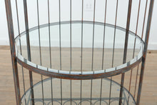 Load image into Gallery viewer, Iron Birdcage Style Etagere Display Shelf with Glass Shelves