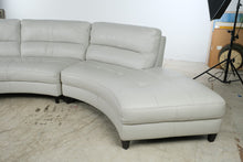 Load image into Gallery viewer, Modern Ivory Leather Curved Sectional Sofa with Chaise Lounge