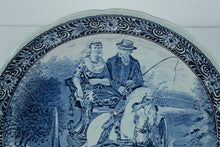 Load image into Gallery viewer, Royal Sphinx Holland Delft Plate by Boch – Horse & Carriage Scene A – 15.25” Blue & White