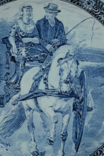 Load image into Gallery viewer, Royal Sphinx Holland Delft Plate by Boch – Horse & Carriage Scene A – 15.25” Blue & White