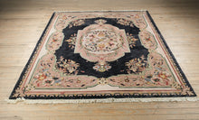 Load image into Gallery viewer, “Royal Garden” Hand-Knotted Wool Rug – 7.8' x 10.2' – Floral Medallion, Navy & Blush