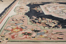 Load image into Gallery viewer, “Royal Garden” Hand-Knotted Wool Rug – 7.8' x 10.2' – Floral Medallion, Navy & Blush
