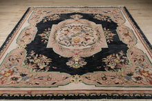 Load image into Gallery viewer, “Royal Garden” Hand-Knotted Wool Rug – 7.8' x 10.2' – Floral Medallion, Navy & Blush