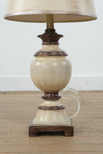 Load image into Gallery viewer, Classic Distressed Cream Table Lamp with Shade – 26.5” Tall Traditional Accent Lighting