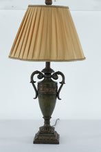 Load image into Gallery viewer, Rubbed Green Urn Table Lamp – 30" Tall Classic Decorative Lamp with Pleated Shade