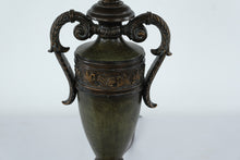 Load image into Gallery viewer, Rubbed Green Urn Table Lamp – 30" Tall Classic Decorative Lamp with Pleated Shade