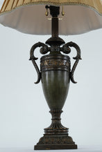 Load image into Gallery viewer, Rubbed Green Urn Table Lamp – 30" Tall Classic Decorative Lamp with Pleated Shade