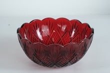 Load image into Gallery viewer, Godinger Dublin Crystal Red Serving Bowl – 9” Cut Glass Holiday Centerpiece