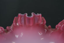 Load image into Gallery viewer, Fenton-Style Pink & White Ruffled Art Glass Bowl – Handcrafted Opalescent Cased Glass, 11” Wide