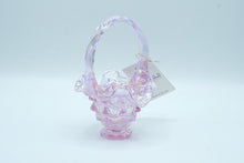 Load image into Gallery viewer, Fenton Iridescent Pink Ruffles Art Glass Basket with Handle | Handmade in USA