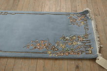 Load image into Gallery viewer, Hand-Knotted Wool Aubusson Runner Rug β 8' x 2'6" Light Blue Floral Pattern