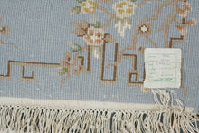 Load image into Gallery viewer, Hand-Knotted Wool Aubusson Runner Rug β 8' x 2'6" Light Blue Floral Pattern