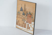 Load image into Gallery viewer, Vintage Russian Zagorsk Trinity Lavra Pyrography Wood Art Signed 12 x 14