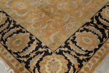 Load image into Gallery viewer, Hand Knotted Wool Oushak Style Area Rug Gold Black Floral 8 x 10
