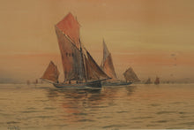 Load image into Gallery viewer, Otis Weber Nautical Painting – Sailboats at Sunset – 28" x 21.5" – Signed Maritime Artwork