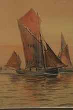Load image into Gallery viewer, Otis Weber Nautical Painting – Sailboats at Sunset – 28" x 21.5" – Signed Maritime Artwork