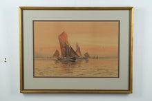 Load image into Gallery viewer, Otis Weber Nautical Painting – Sailboats at Sunset – 28" x 21.5" – Signed Maritime Artwork