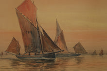 Load image into Gallery viewer, Otis Weber Nautical Painting – Sailboats at Sunset – 28" x 21.5" – Signed Maritime Artwork