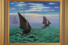 Load image into Gallery viewer, Signed 1997 Sailboat Seascape Original Oil Painting Framed Coastal Marine Art