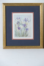 Load image into Gallery viewer, Set of 2 Framed Floral Prints by B.M. Cheesman – “Irises” & “Salvia” – 15" x 17" Gold Frame Wall Art