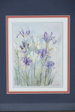 Load image into Gallery viewer, Set of 2 Framed Floral Prints by B.M. Cheesman – “Irises” & “Salvia” – 15" x 17" Gold Frame Wall Art