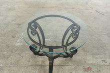 Load image into Gallery viewer, Round Glass Top Metal Scrollwork Accent Side Table
