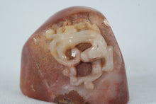 Load image into Gallery viewer, Chinese Carved Stone Foo Dog Seal Sculpture Red And White Stone