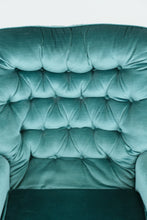 Load image into Gallery viewer, Seafoam Green Tufted Swivel Rocker Armchair – Vintage Mid-Century Charm