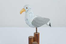 Load image into Gallery viewer, Wood Seagull Figurine Nautical Dock Post Coastal Beach Decor Rope Base