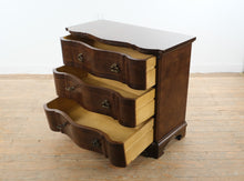 Load image into Gallery viewer, Louis XV Style Walnut Three Drawer Nightstand Bombe Chest 32.5 Inch