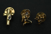 Load image into Gallery viewer, Set of 3 Gold-Tone Religious Tie Pins – Cross with Crystal, Praying Angel & Cherub Designs