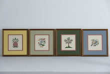 Load image into Gallery viewer, Set of 4 Framed Cross-Stitch Art Pieces β Pineapple, Floral Basket, Tree, and Bird