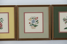 Load image into Gallery viewer, Set of 4 Framed Cross-Stitch Art Pieces β Pineapple, Floral Basket, Tree, and Bird