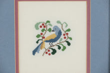 Load image into Gallery viewer, Set of 4 Framed Cross-Stitch Art Pieces β Pineapple, Floral Basket, Tree, and Bird