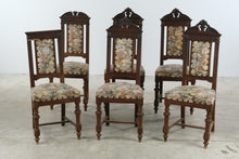 Load image into Gallery viewer, Set of 6 Italian Renaissance Revival Walnut Dining Chairs
