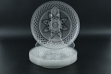 Load image into Gallery viewer, Set of 6 Cristal D’Arques-Durand Clear Cut Glass Luncheon Plates – 8” Star & Diamond Pattern – France